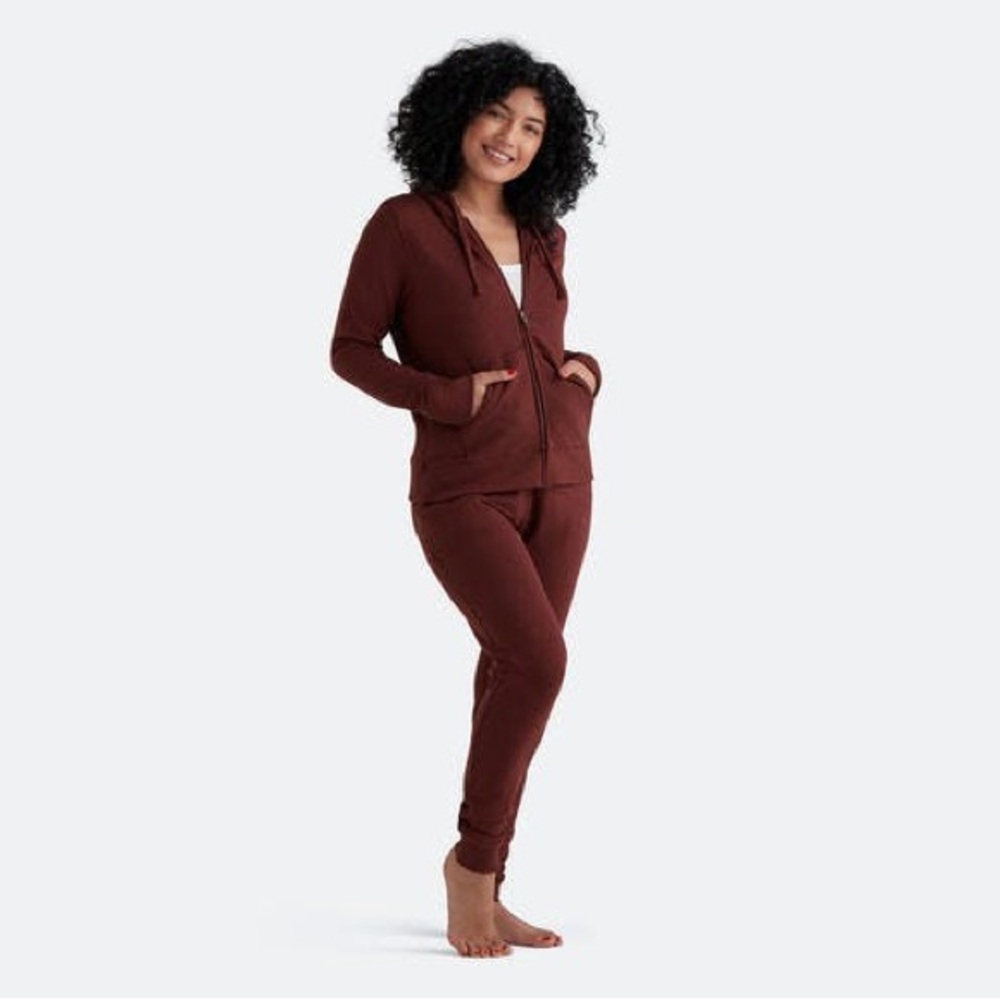 XS BURGUNDY FRENCH TERRY SET (JOGGER+ZIP HOODIE)